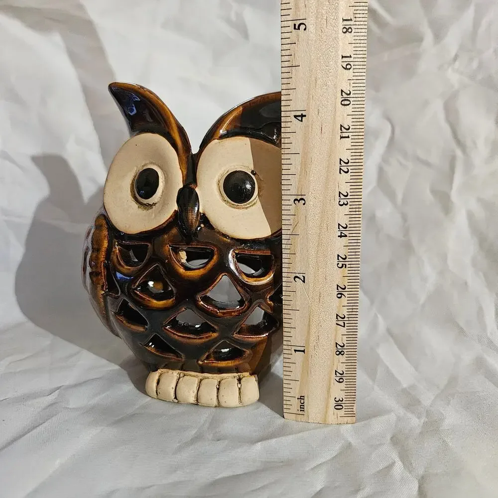 Vintage Ceramic Owl Votive Candle Holder 4.5 Tall